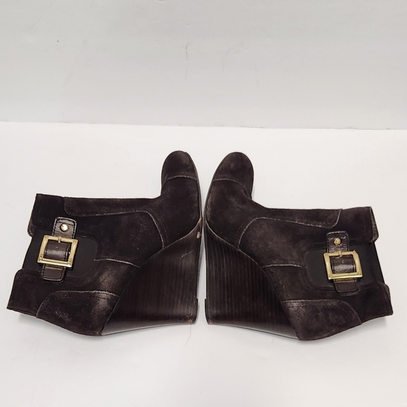Tory Burch Adrienne Suede Wedge Ankle Booties in‎ Brown - Picture 6 of 13